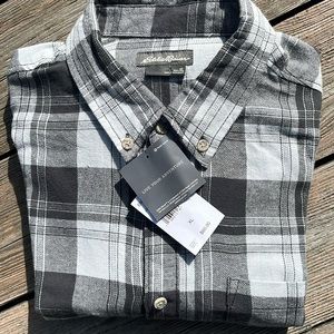 NWT Eddie Bauer brushed cotton plaid shirt XL